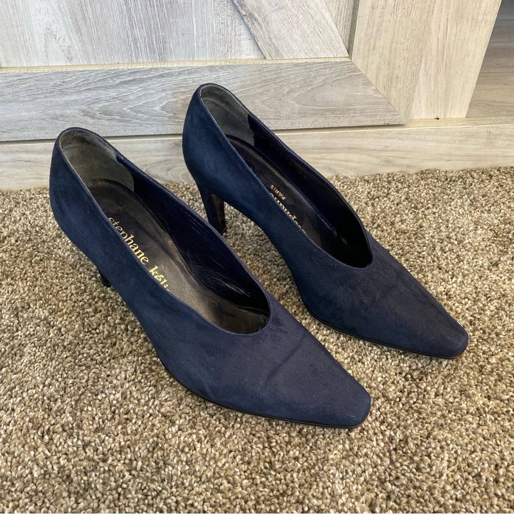 STEPHANE KELIAN Shoes Blue Suede Pumps Heels 6.5